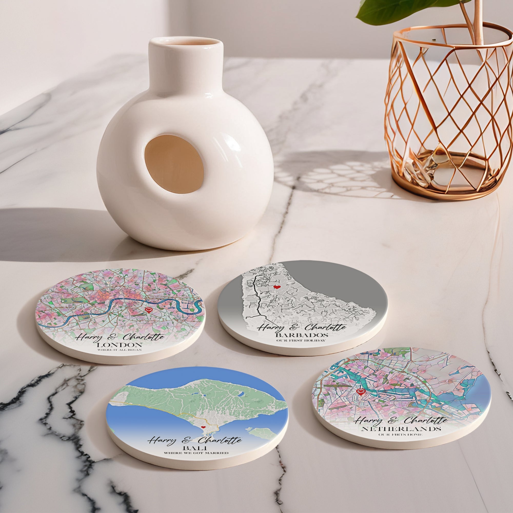 Custom Map Coasters - Ceramic Placemats - cmzart