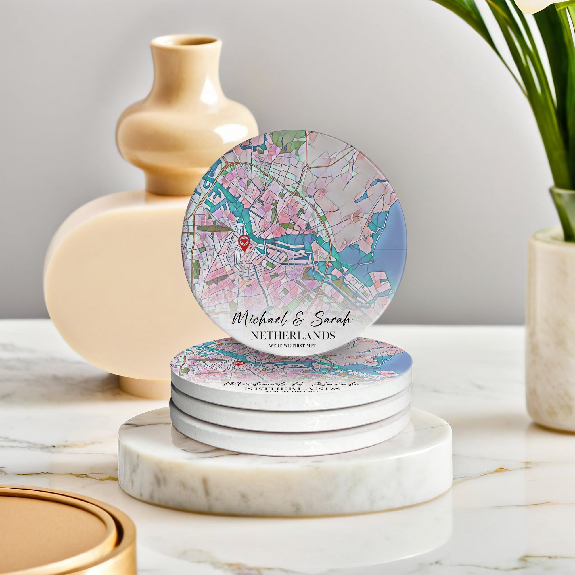 Custom Map Coasters - Ceramic Placemats - cmzart