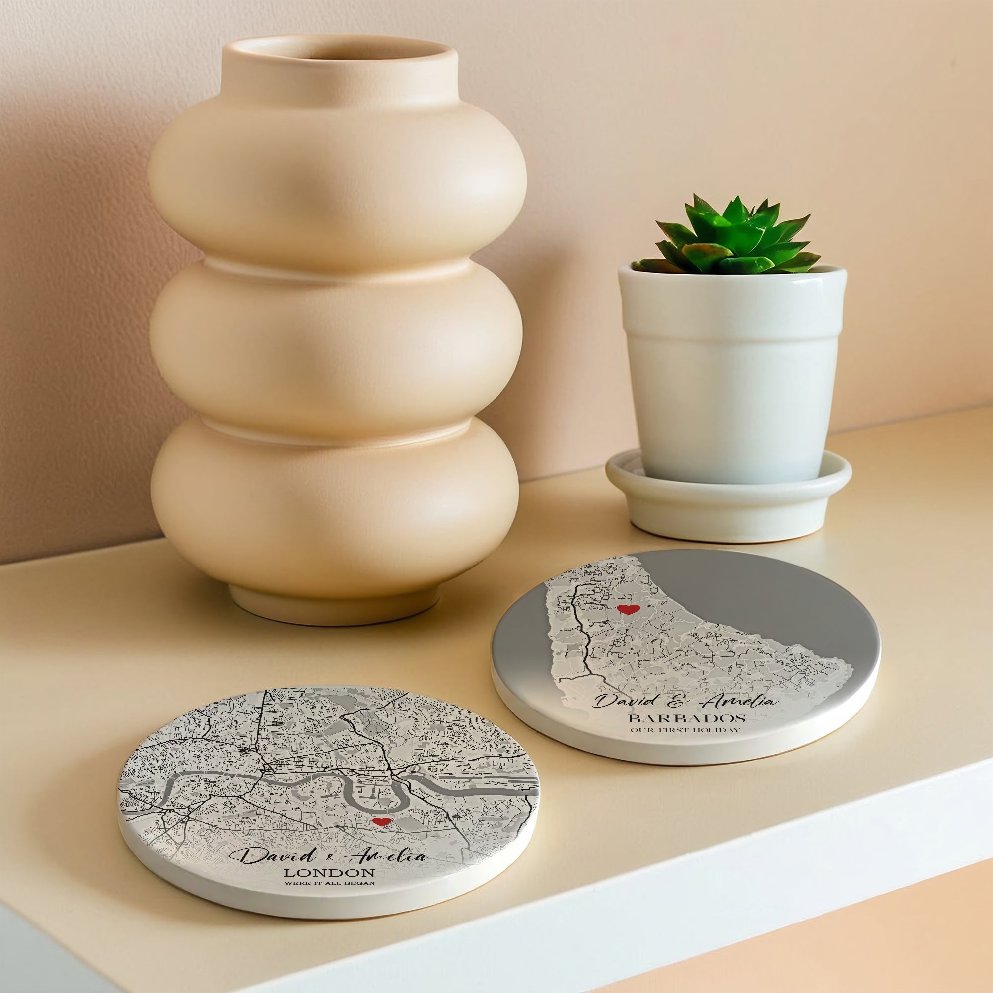 Custom Map Coasters - Ceramic Placemats - cmzart