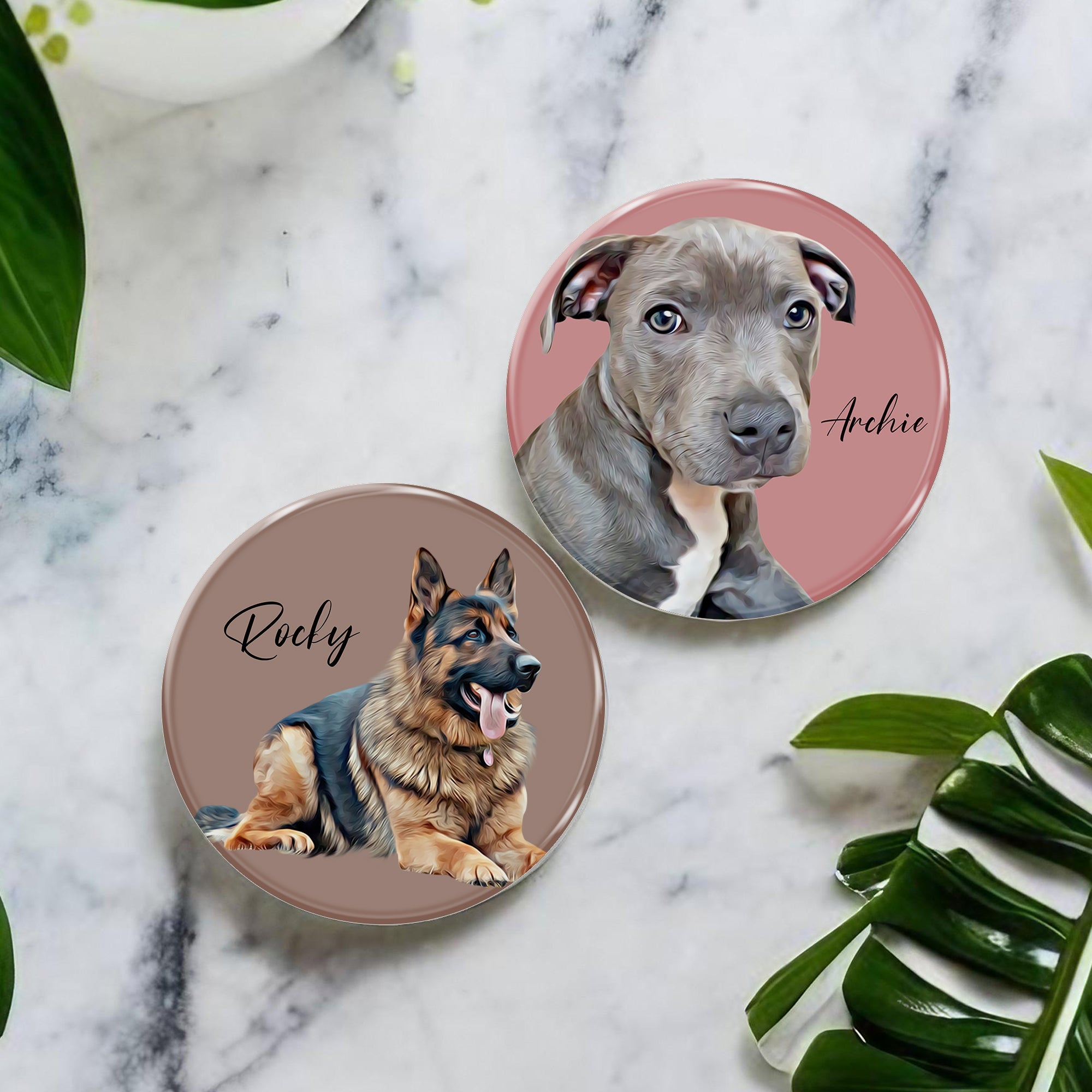Custom Pet Portrait Coasters - Glass Placemats - cmzart