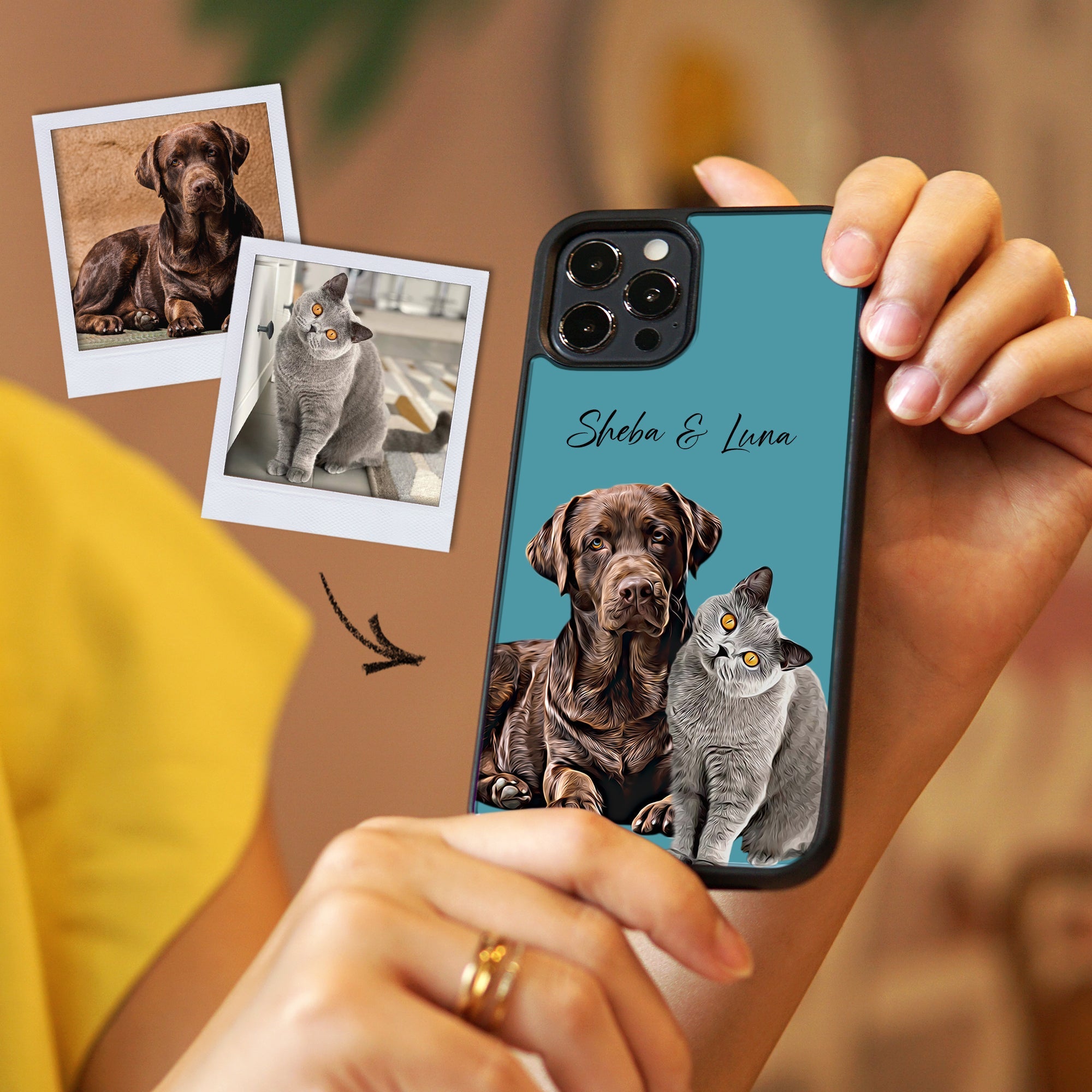 Custom Pet Portrait Phone Case iPhone Samsung Galaxy cmzart