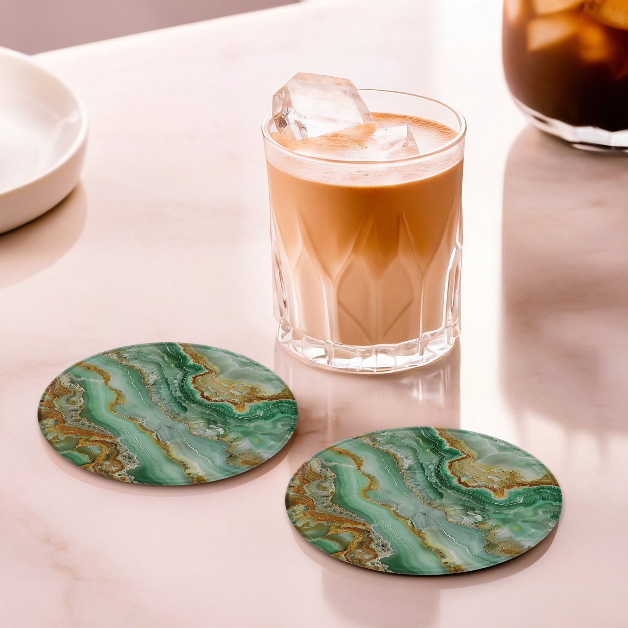 Light Green Marble - Design Coasters - Glass Placemats - cmzart
