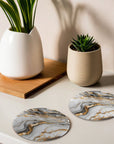 Light Grey Marble Design Coasters - Glass Placemats - cmzart