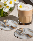 Light Grey Marble Design Coasters - Glass Placemats - cmzart