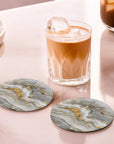 Light Grey Marble Design Coasters - Glass Placemats - cmzart