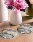 Light Grey Marble Design Coasters - Glass Placemats - cmzart