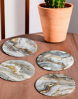Light Grey Marble Design Coasters - Glass Placemats - cmzart