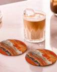 Orange Abstract Coasters - Glass Placemats - cmzart
