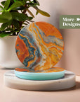 Orange Abstract Coasters - Glass Placemats - cmzart