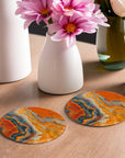 Orange Abstract Coasters - Glass Placemats - cmzart