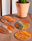 Orange Abstract Coasters - Glass Placemats - cmzart