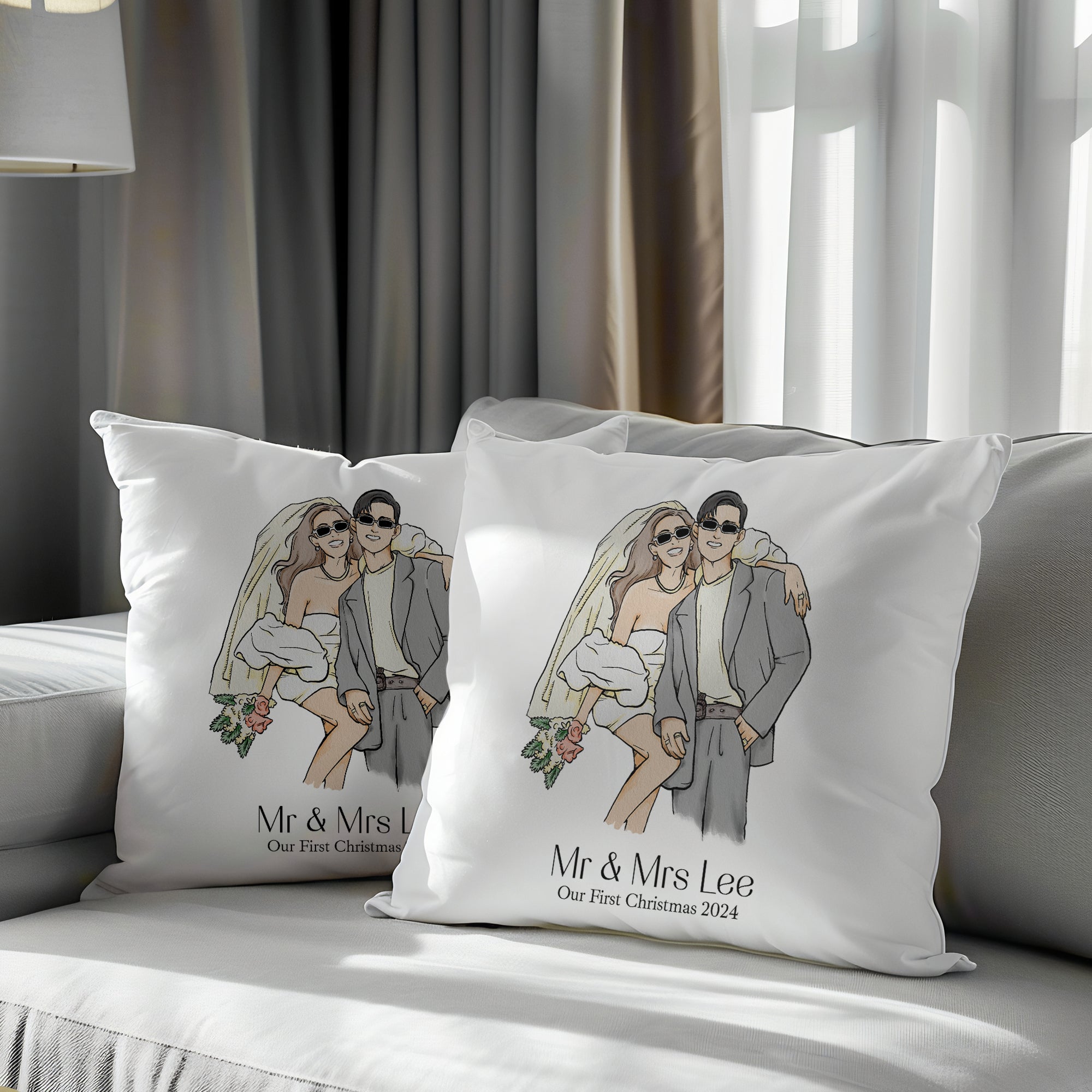Personalised Wedding Cushion - Set of Two - cmzart