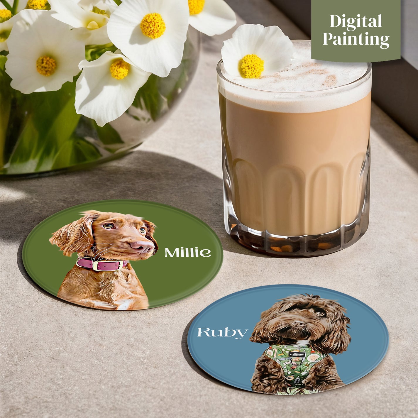 Custom Family Portrait Coasters - Glass Placemats
