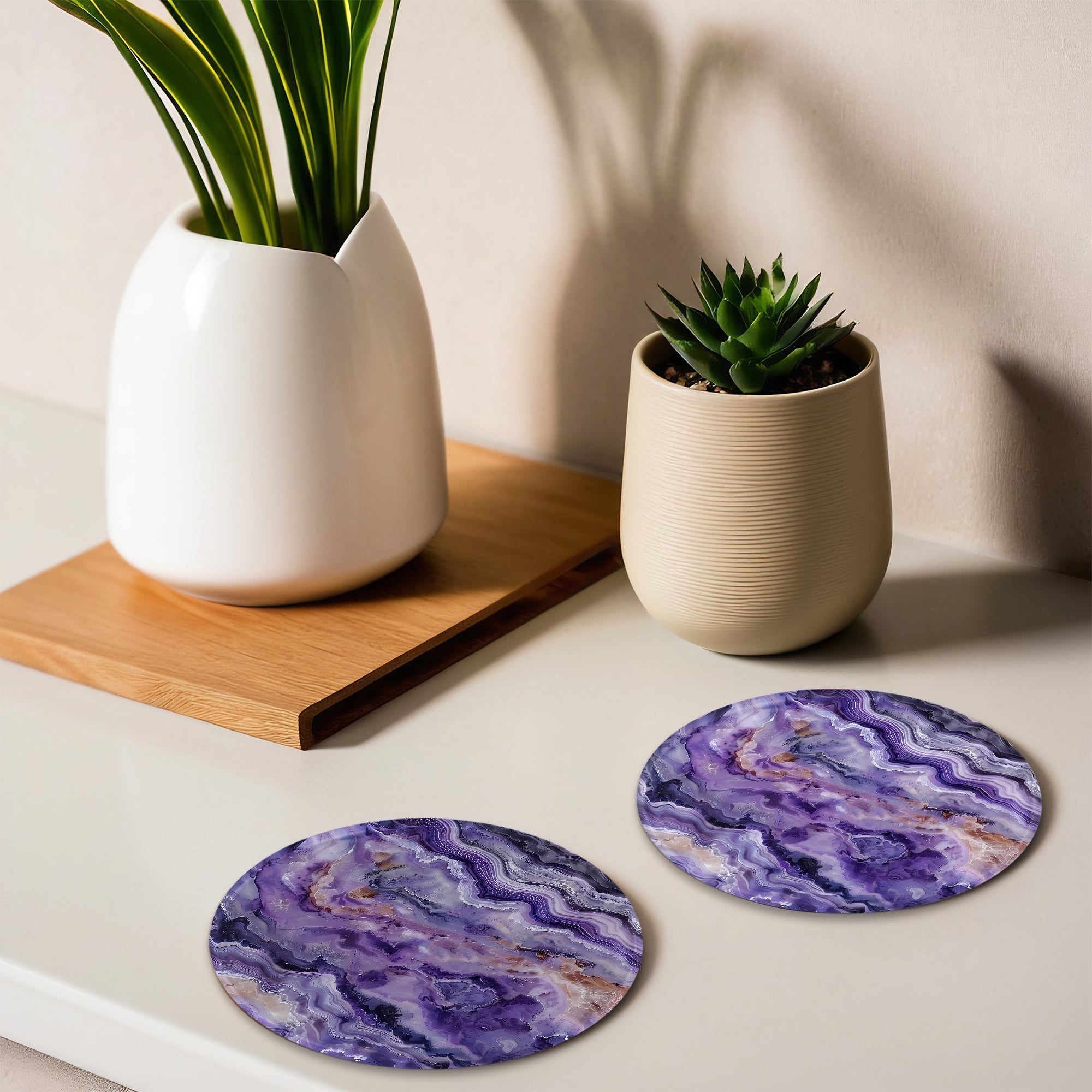 Purple Abstract Coasters - Glass Placemats - cmzart