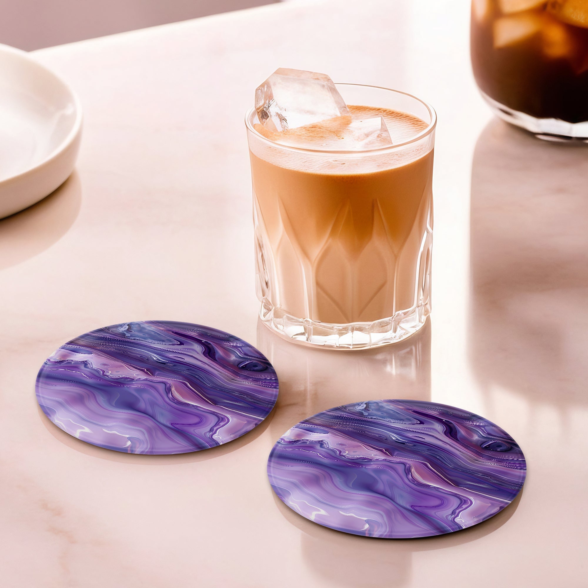 Purple Abstract Coasters - Glass Placemats - cmzart