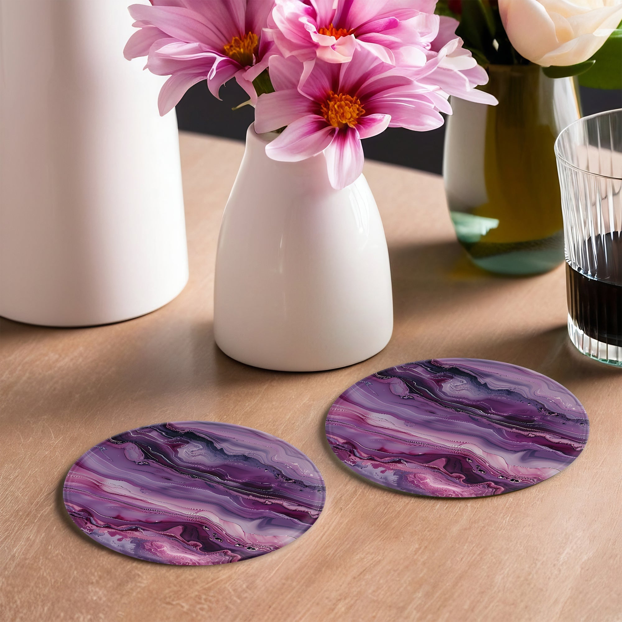 Purple Abstract Coasters - Glass Placemats - cmzart