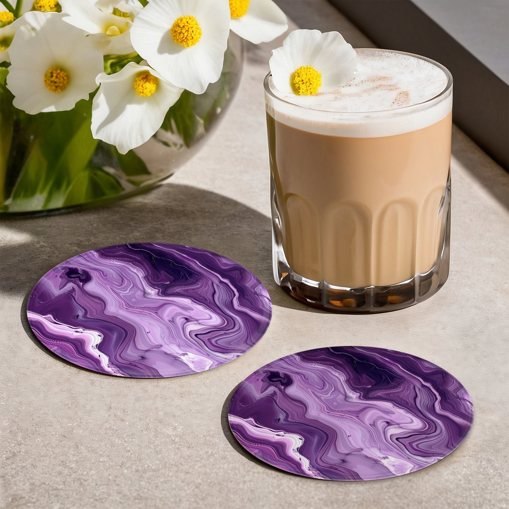 Purple Abstract Coasters - Glass Placemats - cmzart