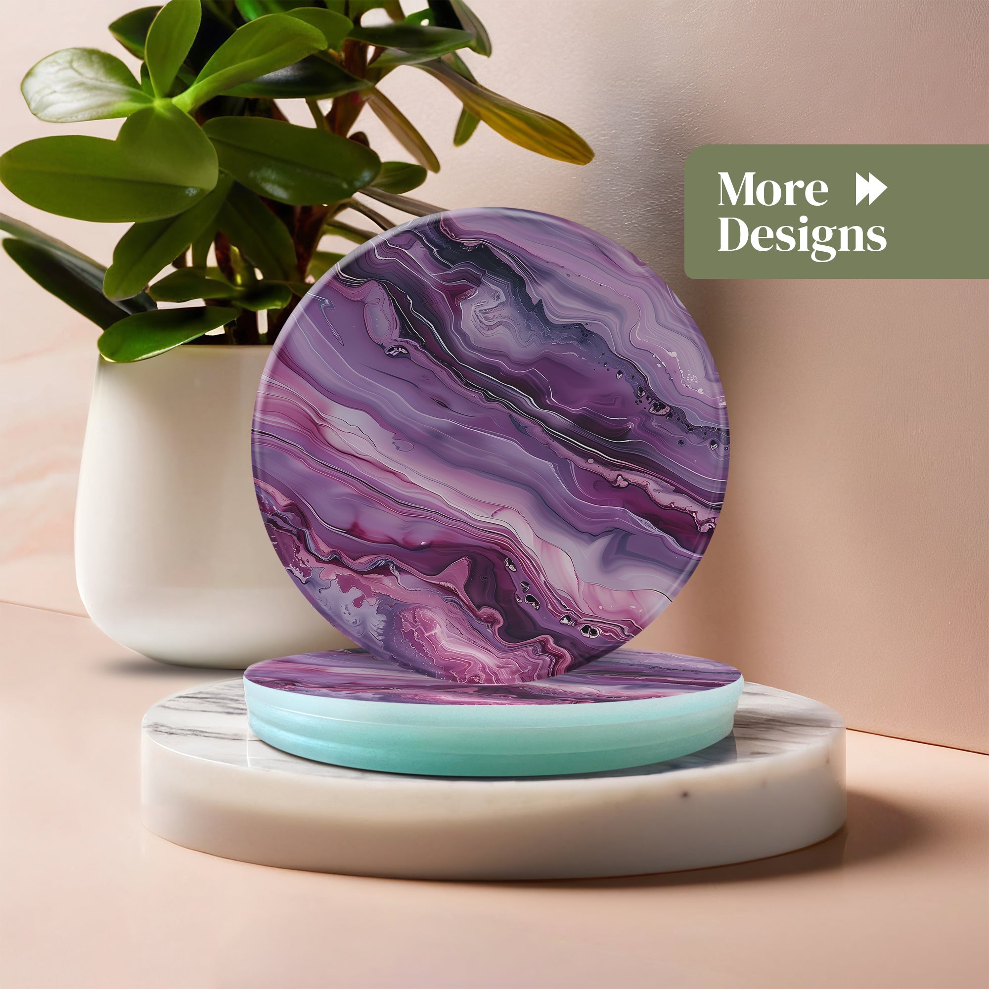 Purple Abstract Coasters - Glass Placemats - cmzart