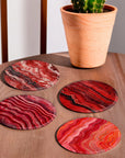 Red Abstract Coasters - Glass Placemats - cmzart