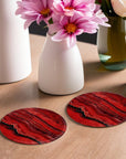 Red Abstract Coasters - Glass Placemats - cmzart
