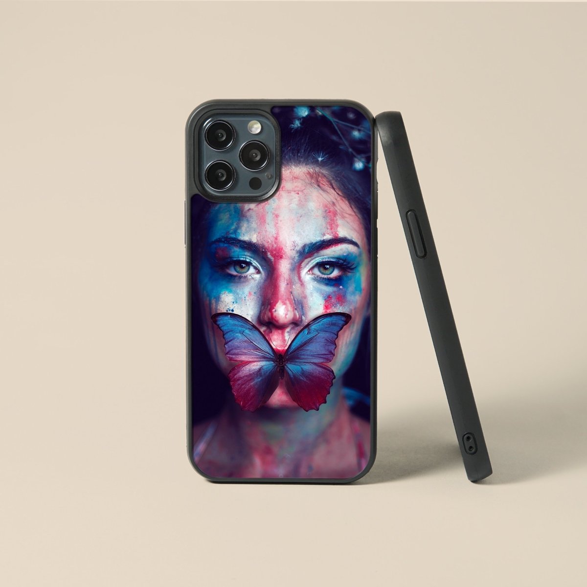 Butterfly Woman Art - Glass Phone Case - cmzart