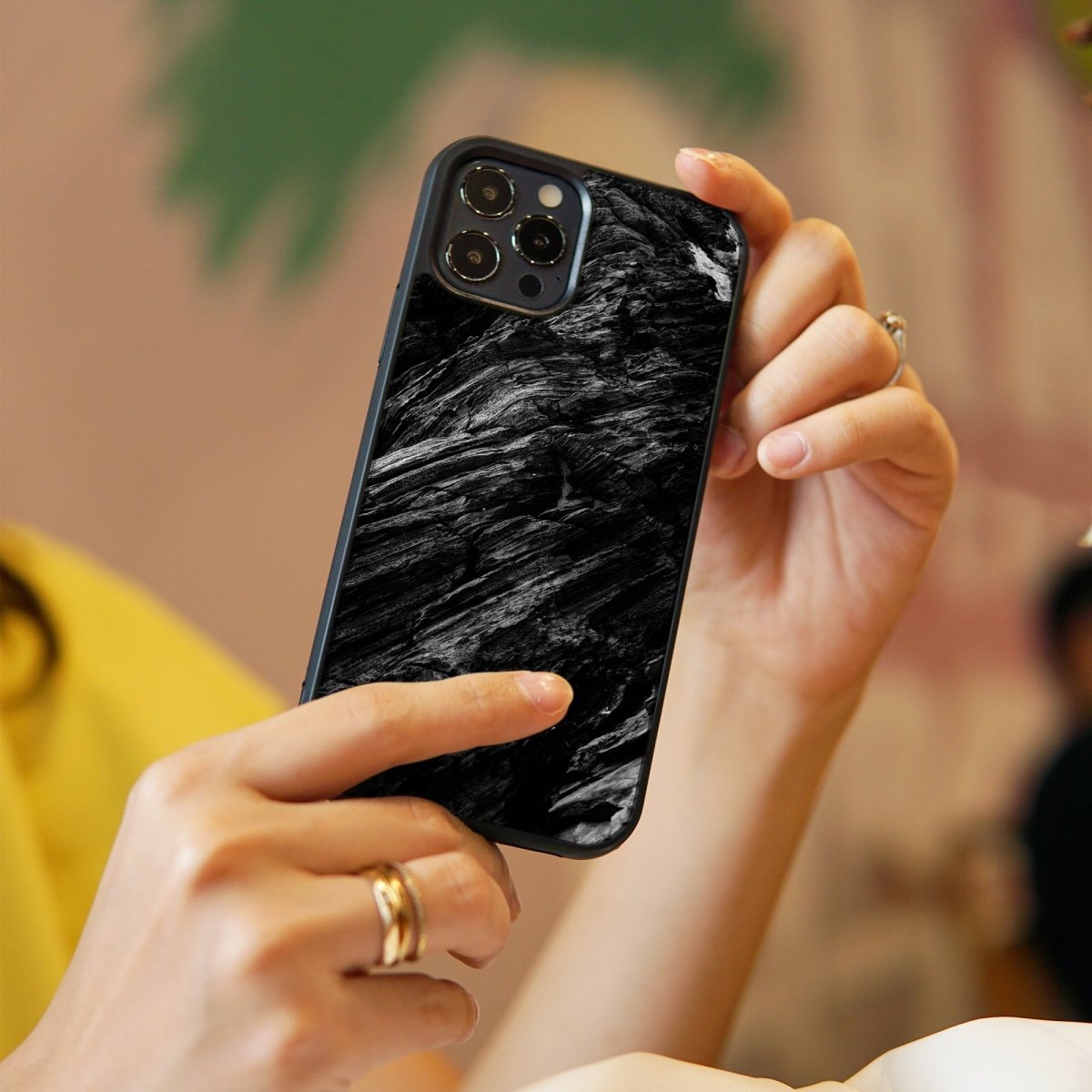 Charcoal Marble Stone - Glass Phone Case - cmzart