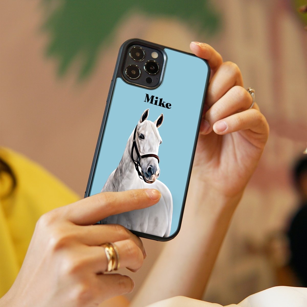 Horse Playing Art Painting Custom Phone Case Cover For iPhone