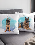 Custom No & Then Pet Portrait Pillow - 40 x 40 cm - Double Sided Print - cmzart