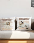 Custom No & Then Pet Portrait Pillow - 40 x 40 cm - Double Sided Print - cmzart