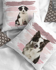 Custom No & Then Pet Portrait Pillow - 40 x 40 cm - Double Sided Print - cmzart