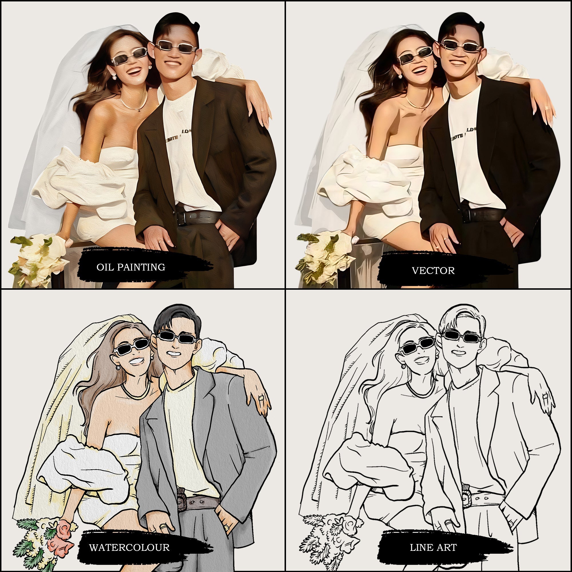 Personalised Set of 6 Wedding Coasters - cmzart