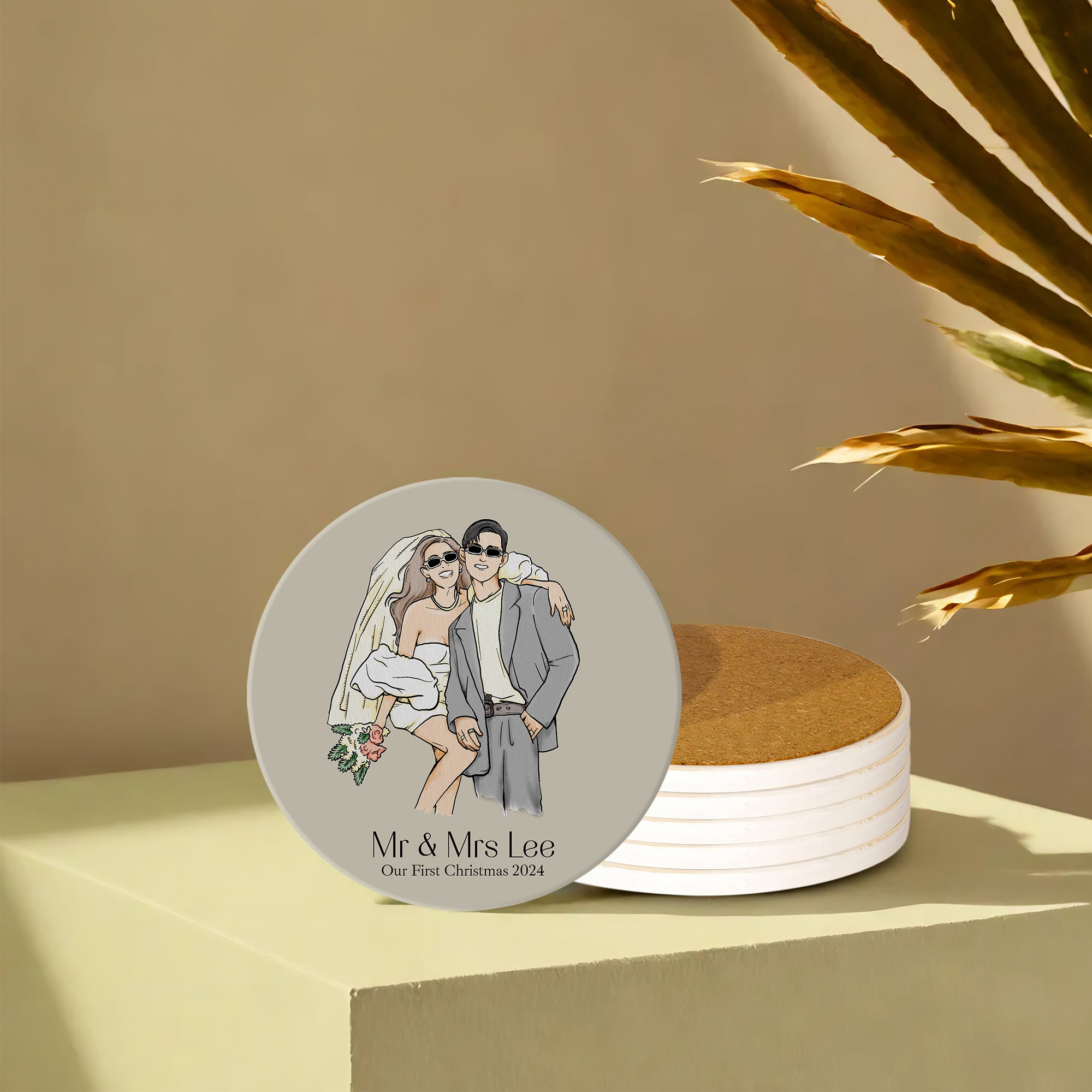 Personalised Set of Wedding Coasters - cmzart