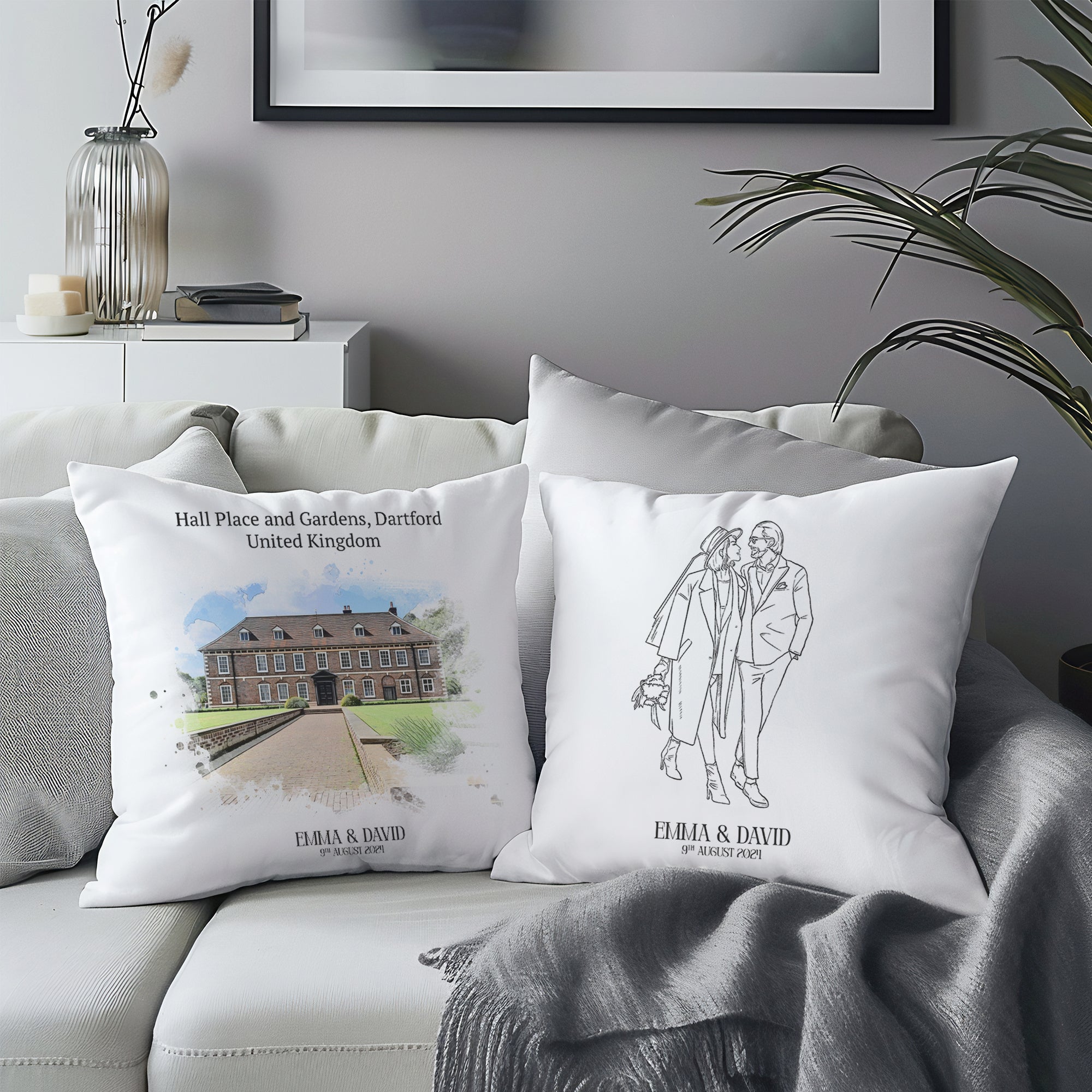 Personalised Wedding Cushion Covers - Set of Two - cmzart