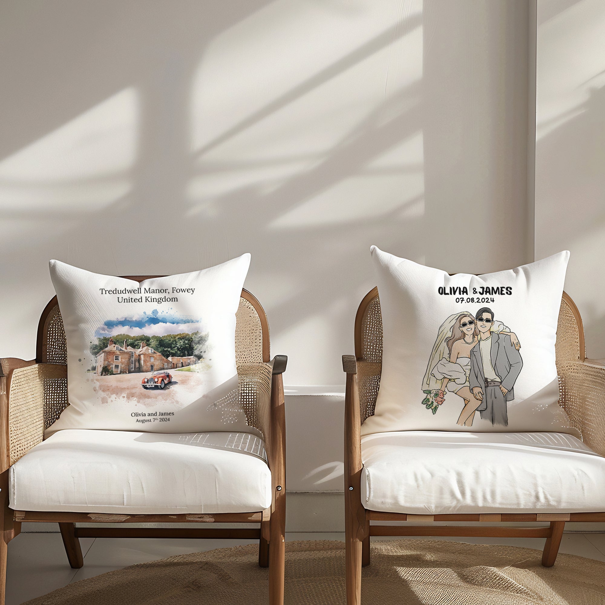 Personalised Wedding Cushion Covers - Set of Two - cmzart