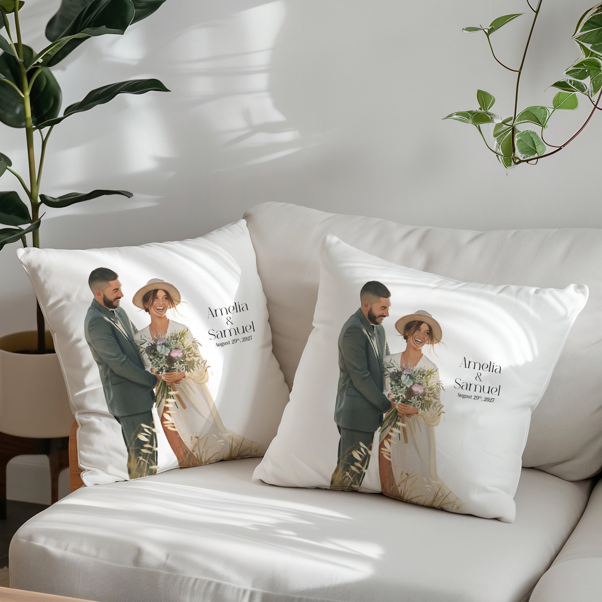 Personalised Wedding Cushion - Set of Two - cmzart