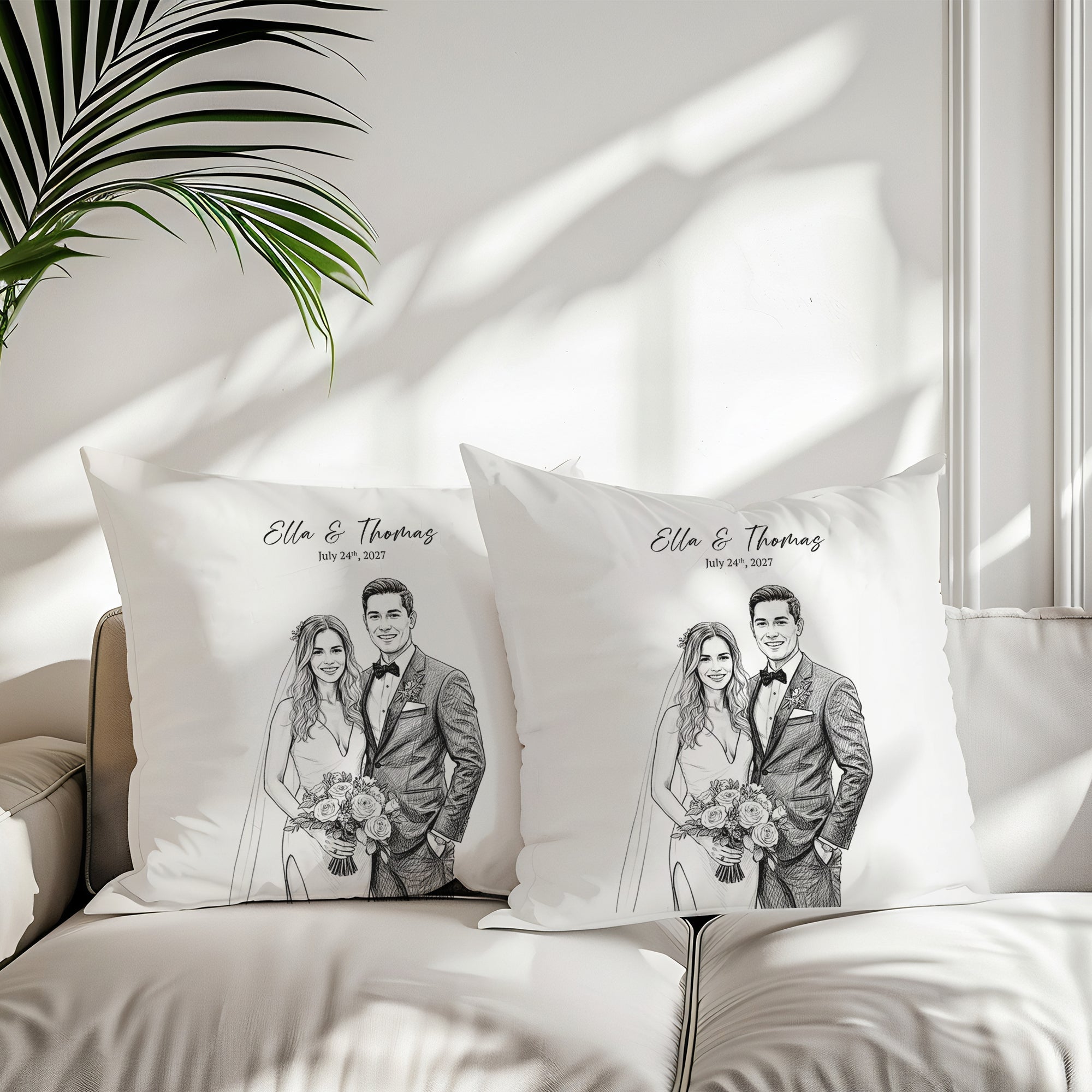 Personalised Wedding Cushion - Set of Two - cmzart