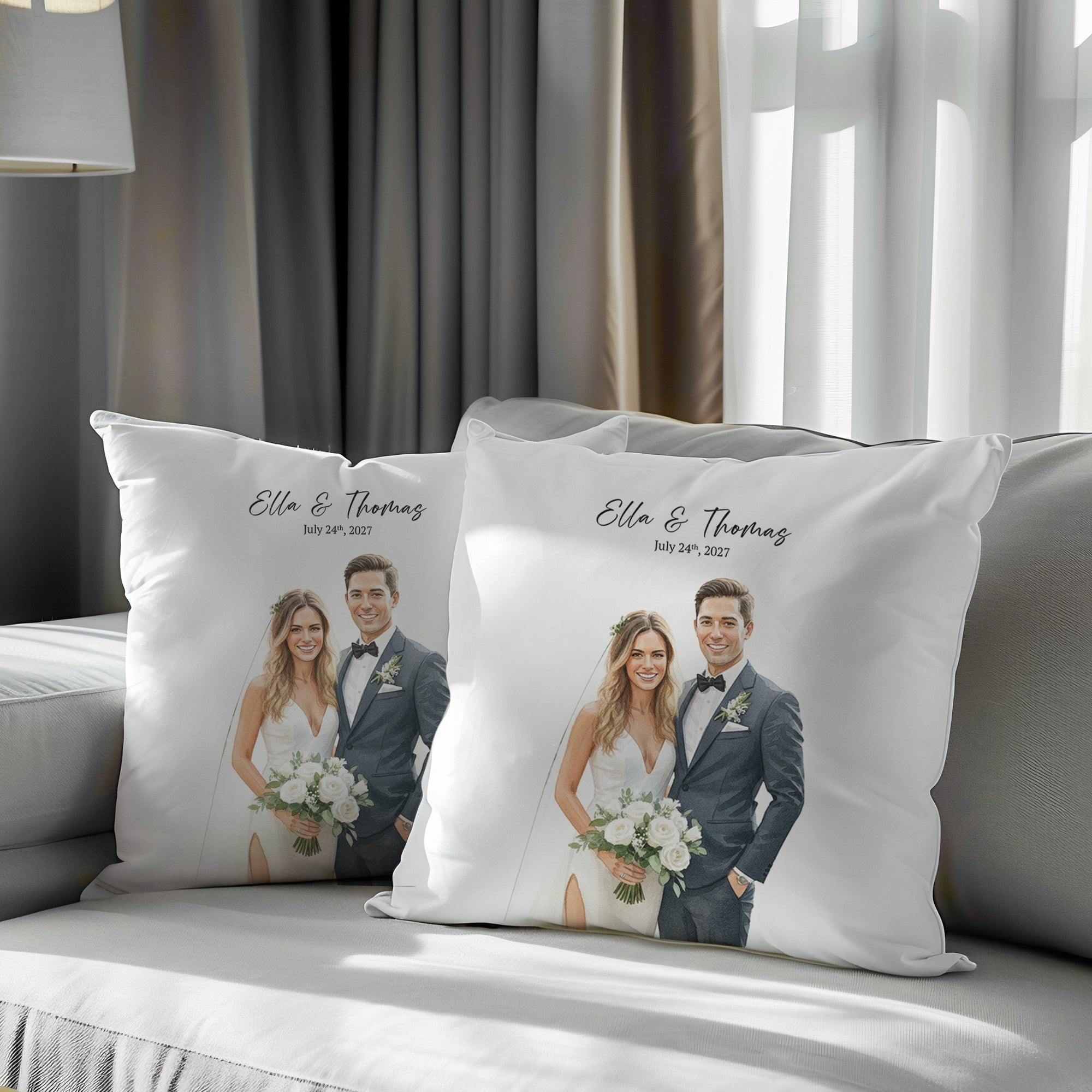 Personalised Wedding Cushion - Set of Two - cmzart