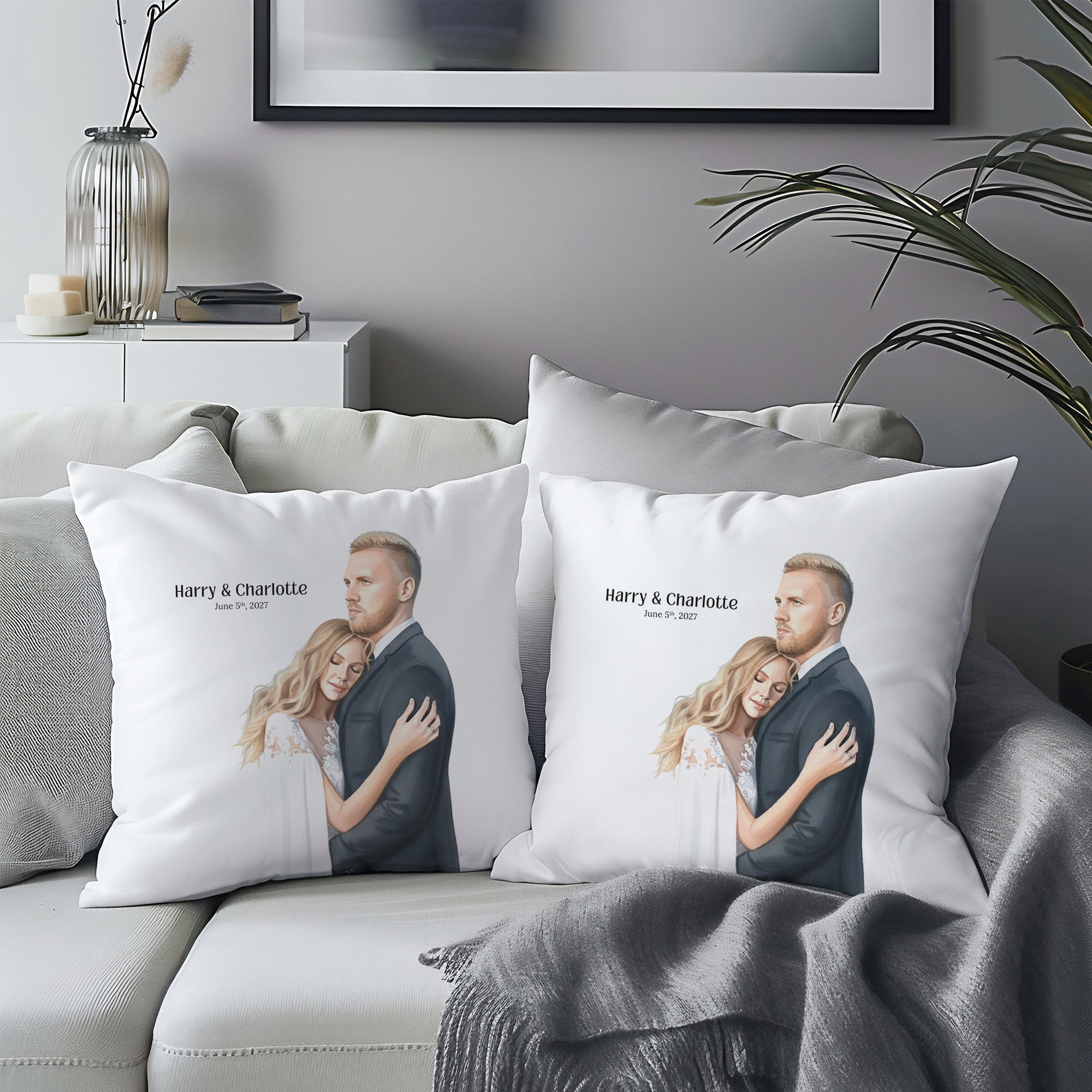 Personalised Wedding Cushion - Set of Two - cmzart