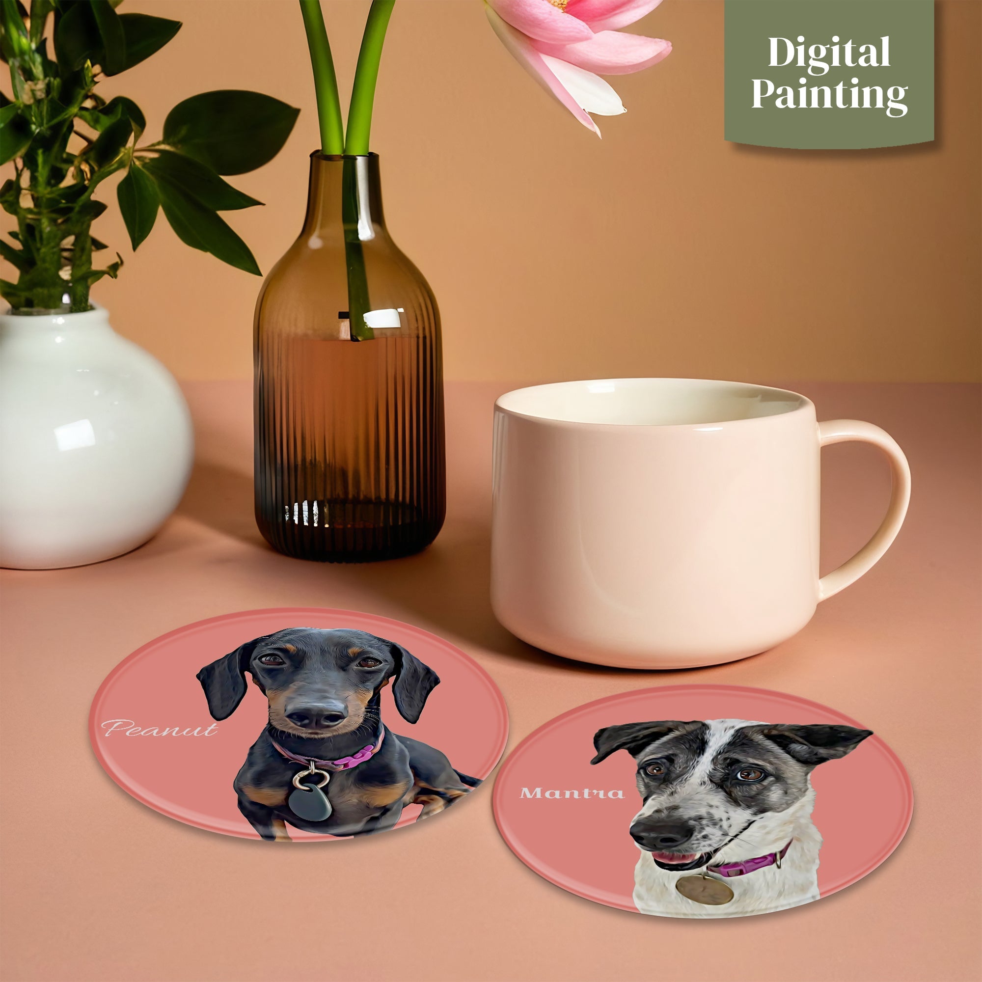 Pet Glass Coasters - Set of Two - cmzart