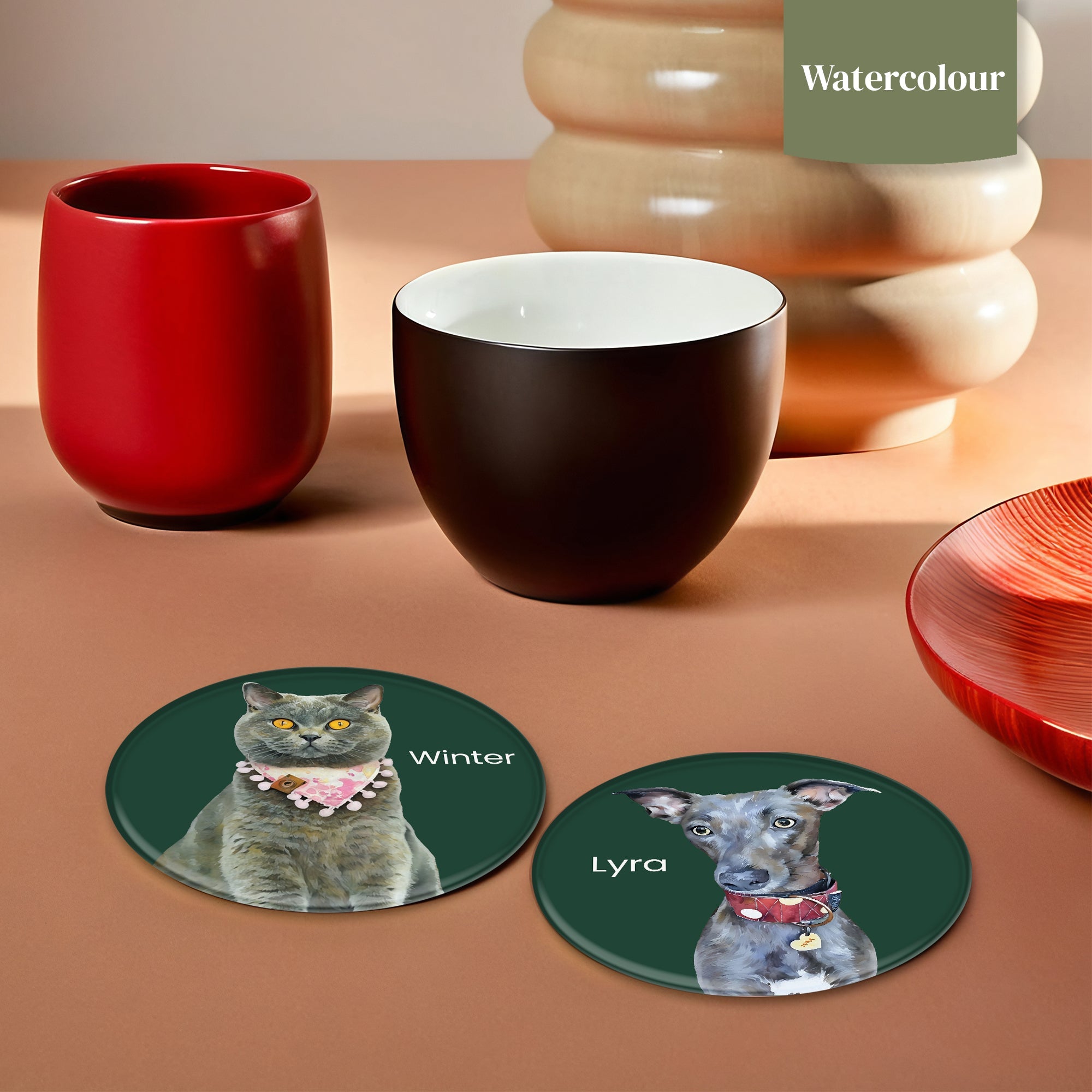 Pet Glass Coasters - Set of Two - cmzart