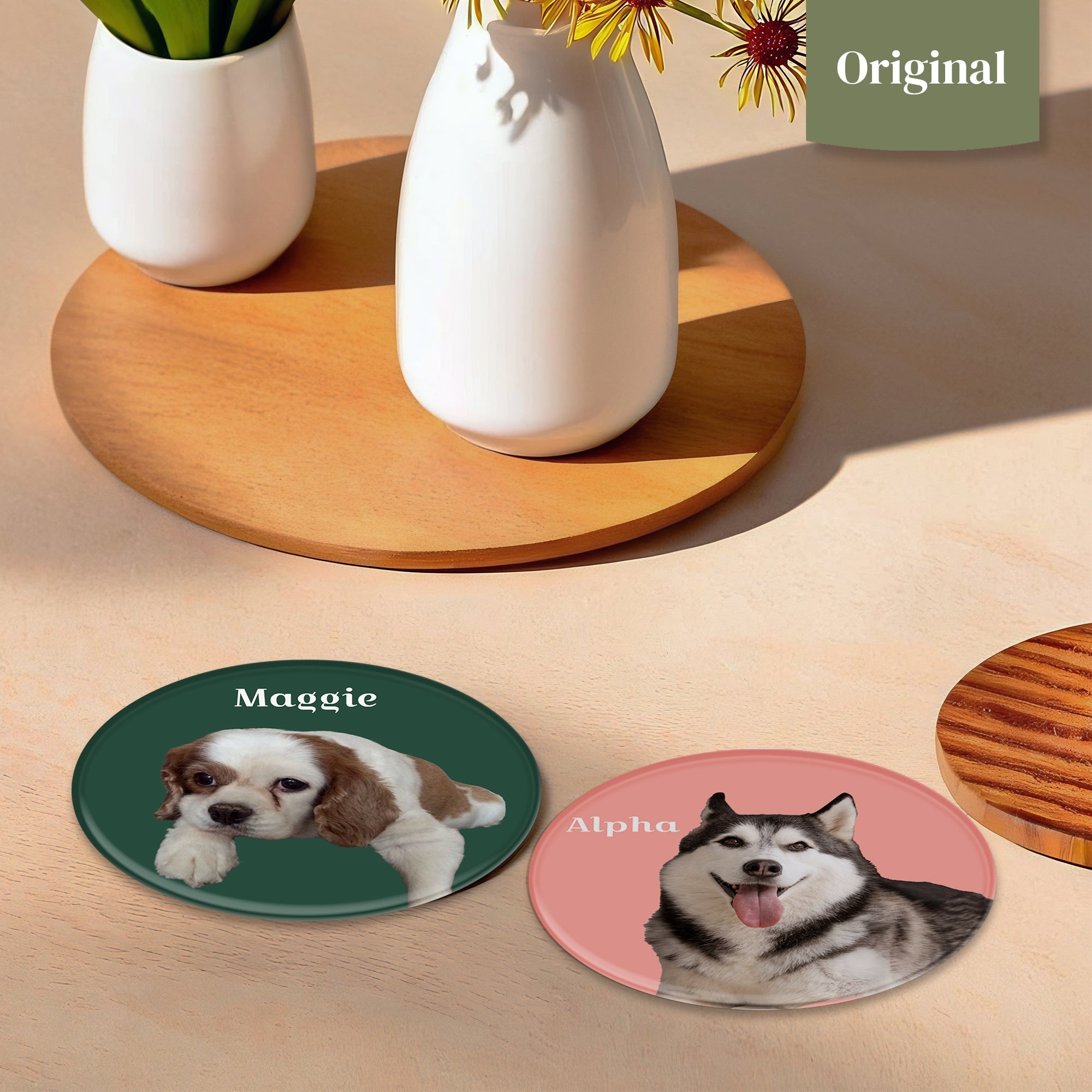 Pet Glass Coasters - Set of Two - cmzart
