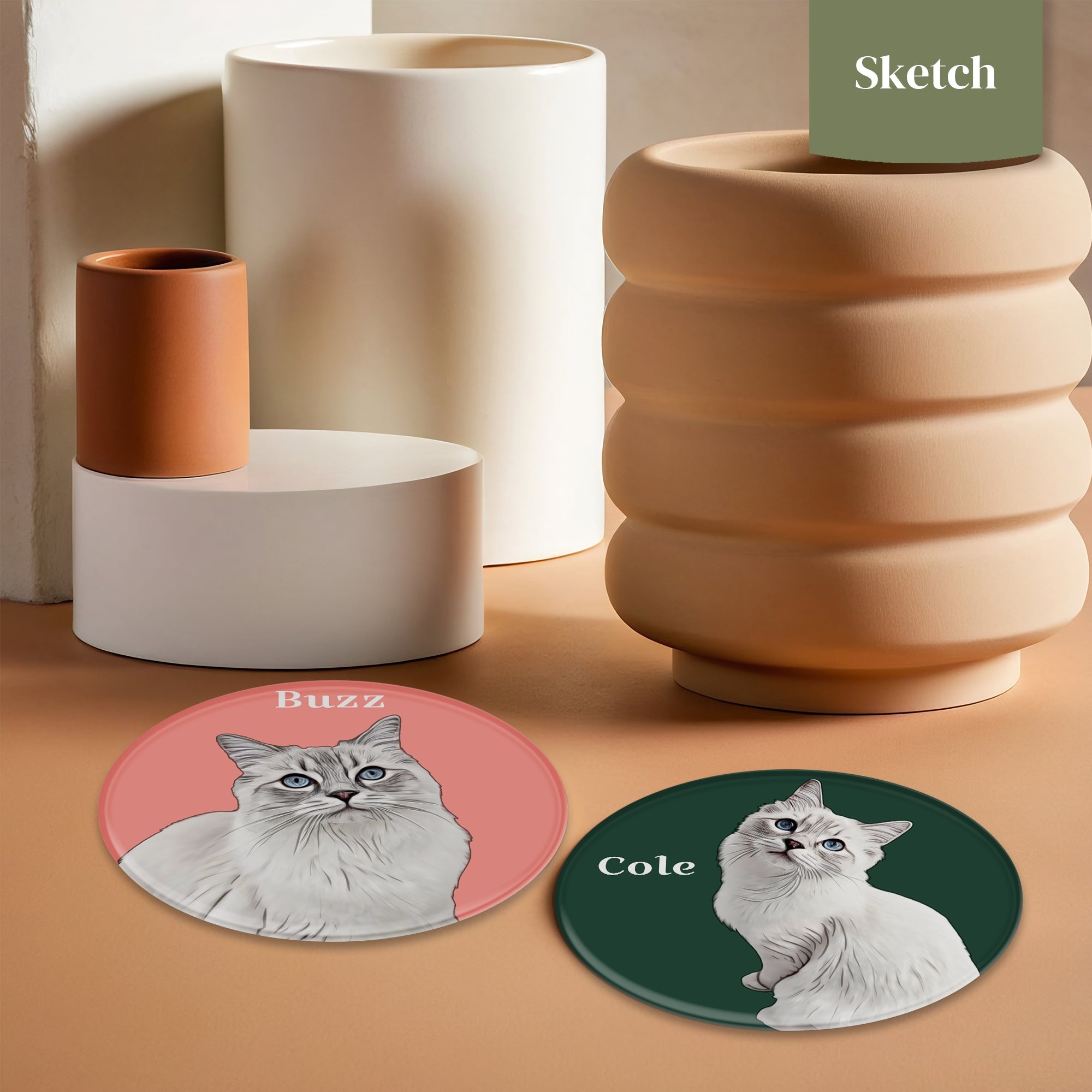 Pet Glass Coasters - Set of Two - cmzart