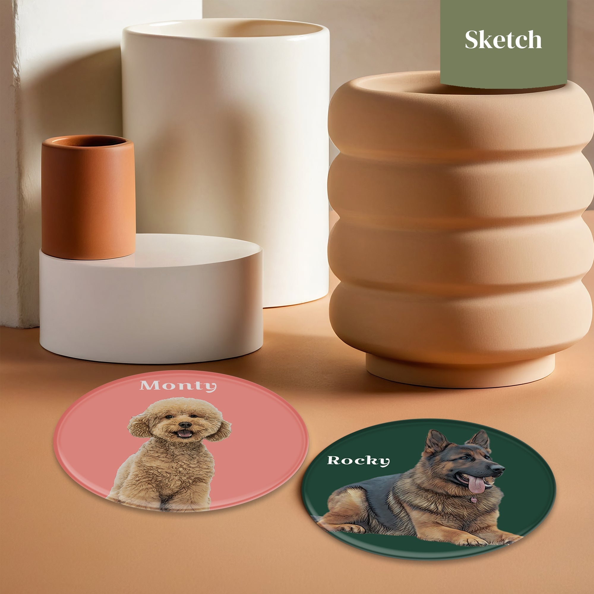 Pet Glass Coasters - Set of Two - cmzart
