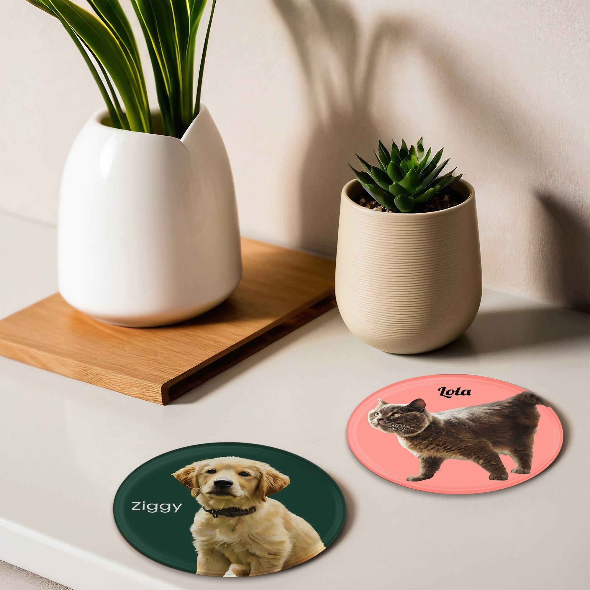 Pet Glass Coasters - Set of Two - cmzart