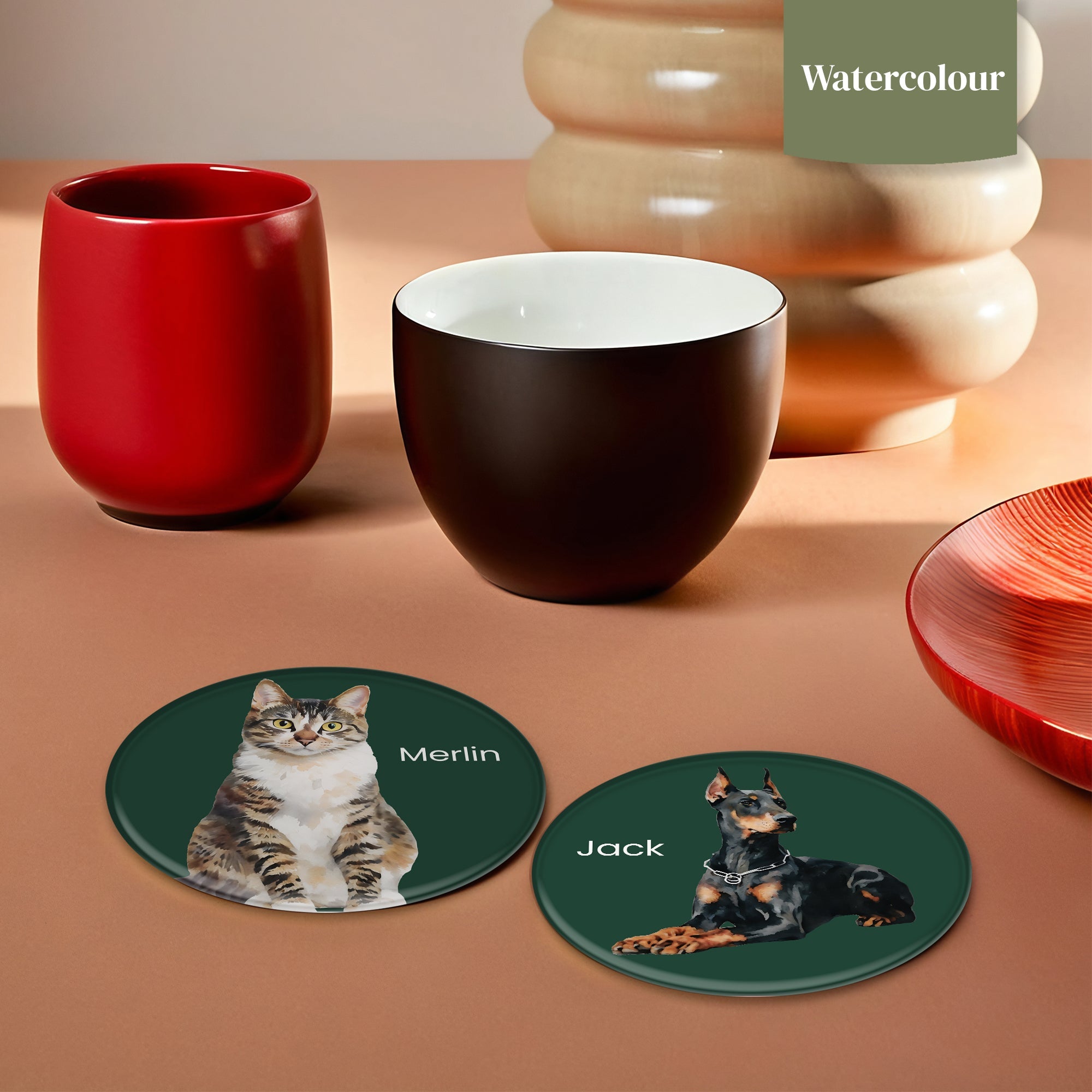 Pet Glass Coasters - Set of Two - cmzart