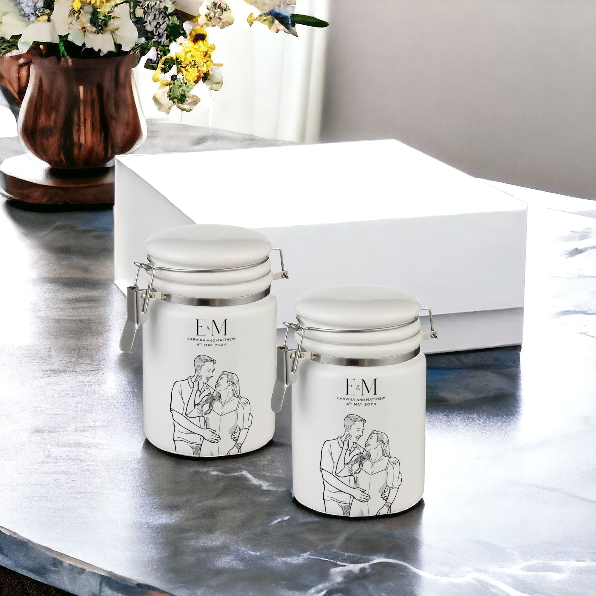 Set of 2 Personalised Ceramic Jars - cmzart