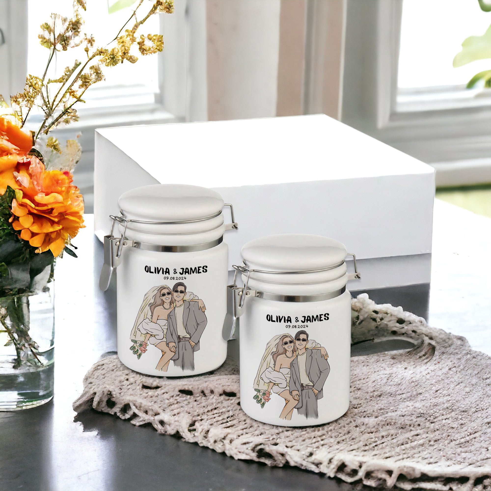 Set of 2 Personalised Ceramic Jars - cmzart