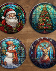 Stained Glass Christmas Coasters - 10 Designs - cmzart