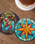 Stained Glass Christmas Coasters - 10 Designs - cmzart