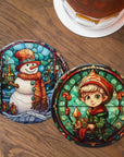 Stained Glass Christmas Coasters - 10 Designs - cmzart